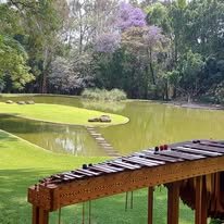 Marimba lista para evento en jardín